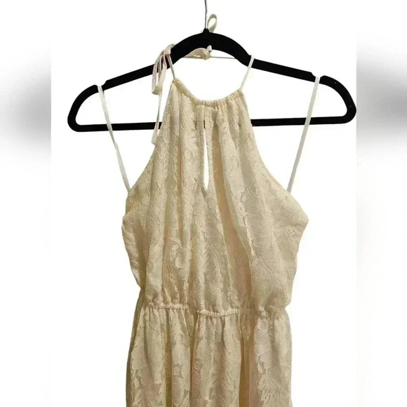 Abercrombie & Fitch Cream Floral Lace Halter Dress Flowy Feminine Fairy - Picture 3 of 11